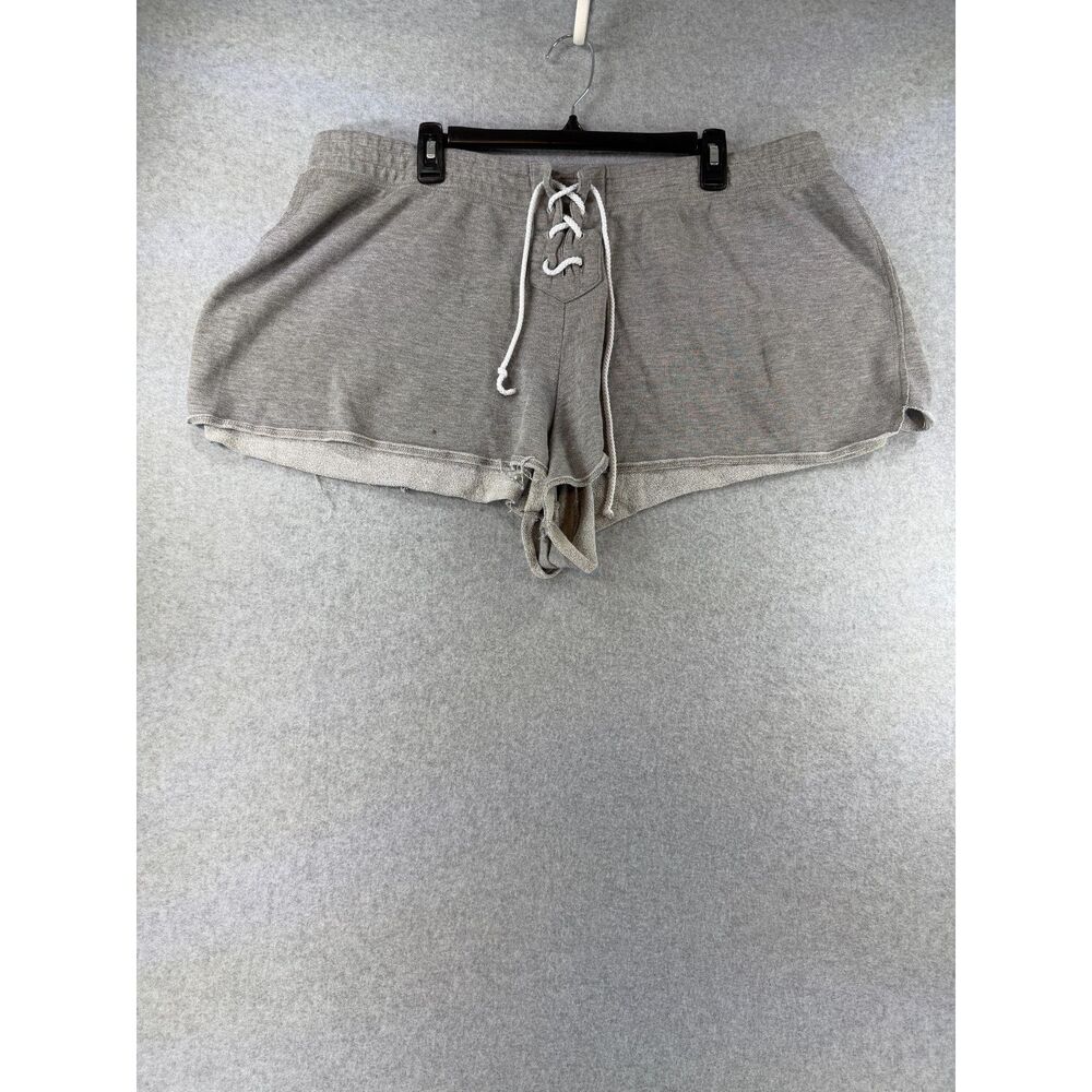 Just Be Women's 3X Gray Lace Up Drawstring Sweat Shorts Raw Hem Lounge 3675